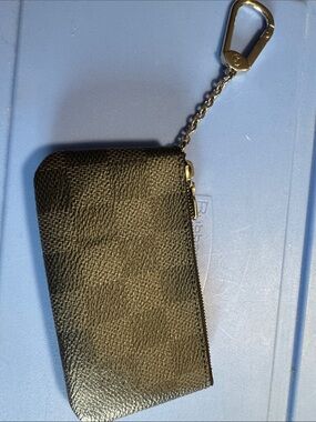 Louis Vuitton Black and grey Damier Ebene Coin Pouch with Silver LV Zipper Pull